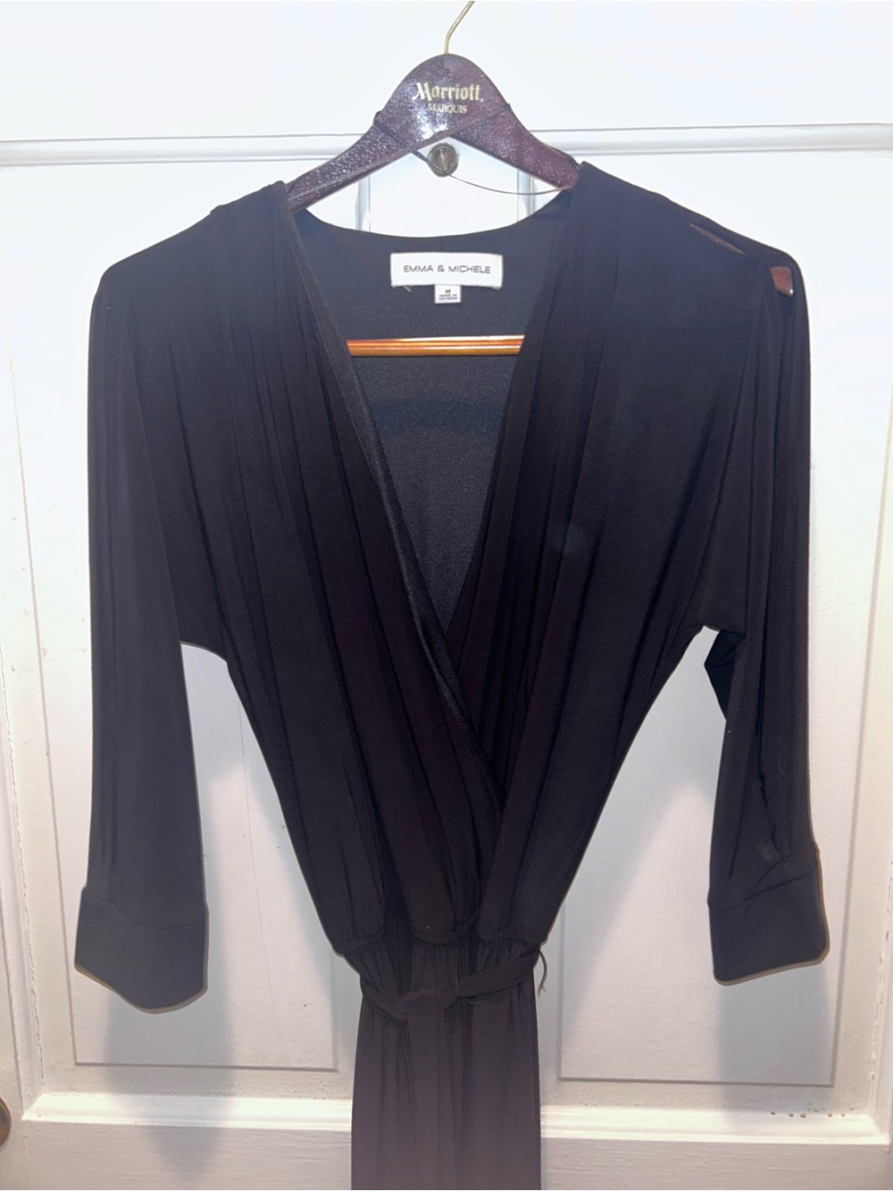 Emma & Michele Black Jumpsuit, Wide Leg, Elastic Waist. Size MED. EUC